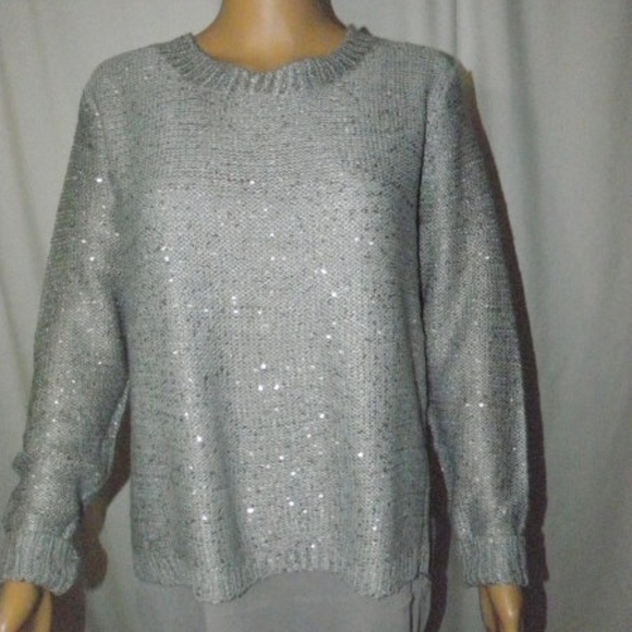 Simply Couture Tops - Over sized silver gray Top with sequin Detail
